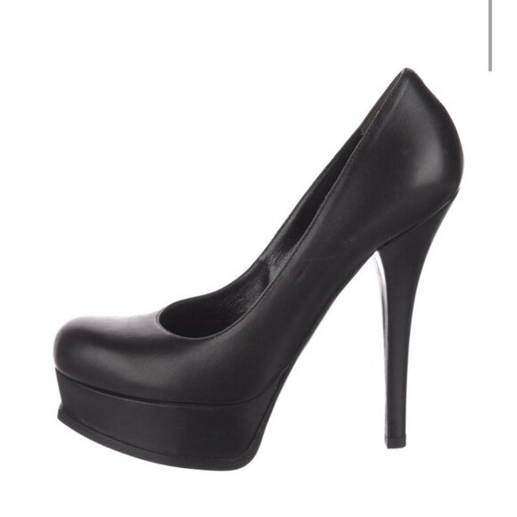 Fendi Authentic Solid Black Leather High Heel Pumps 9 - Picture 1 of 9